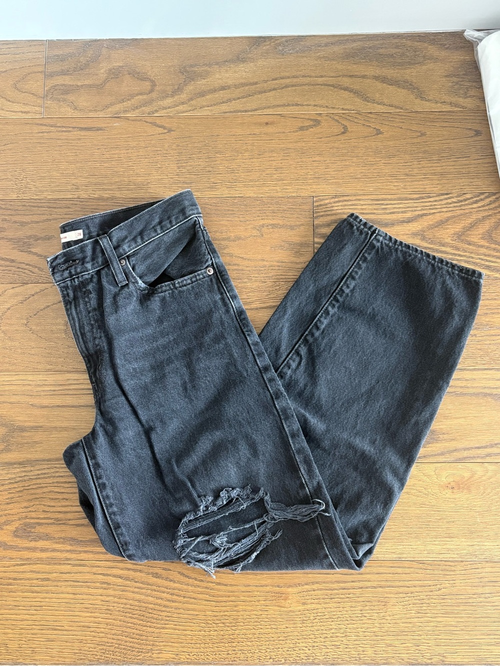 Levi's Women's Wide Leg Black Distressed Jeans